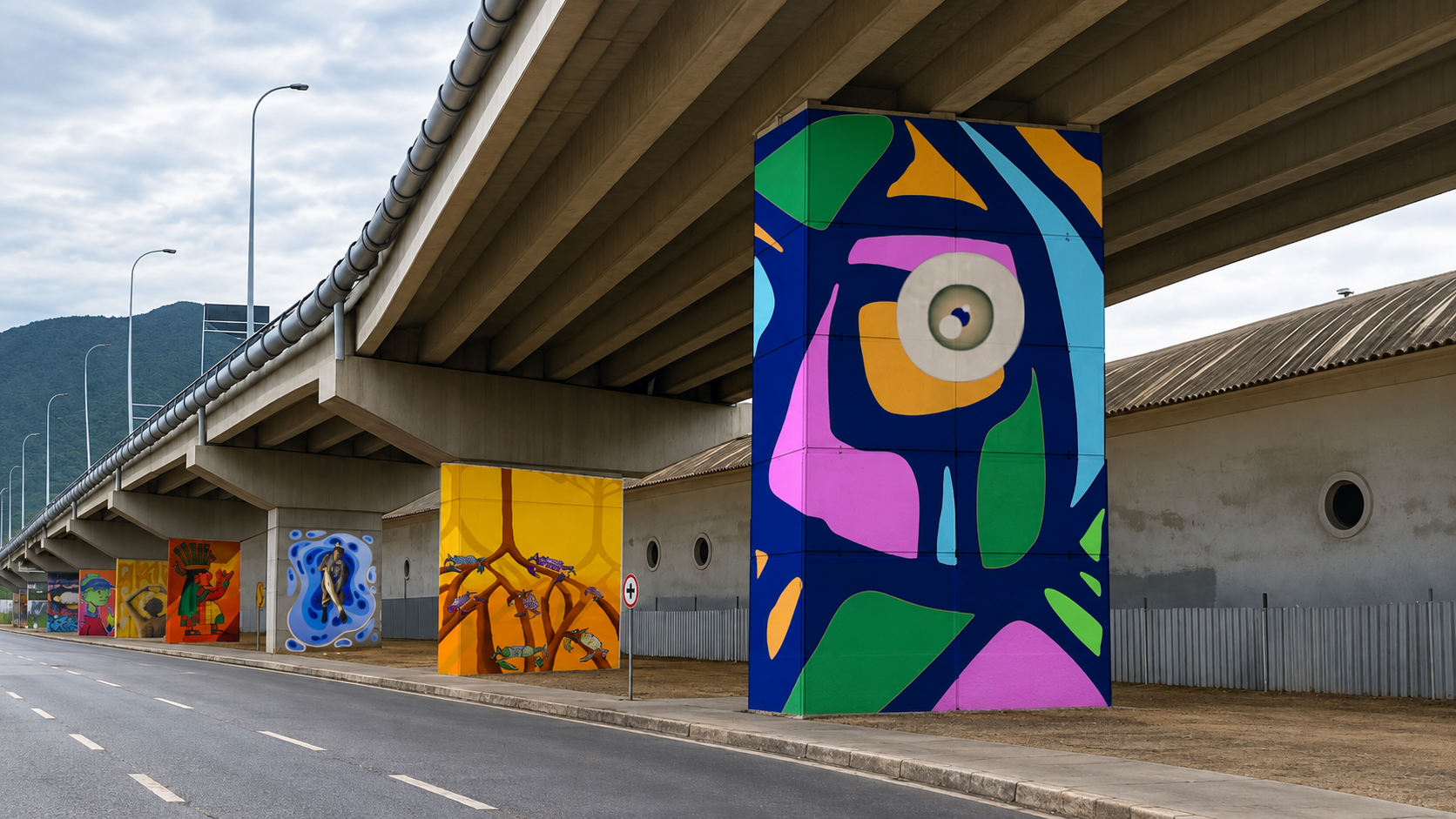 Henriana propõe arte de artistas locais nos pilares do viaduto da Topolândia